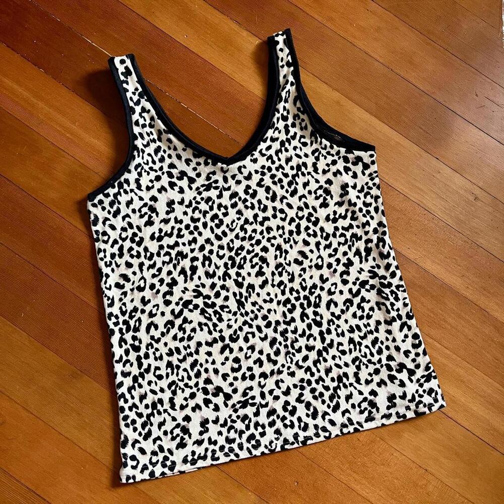 Nicole Miller Y2K Super Soft Leopard Print V-Neck Tank, Size M